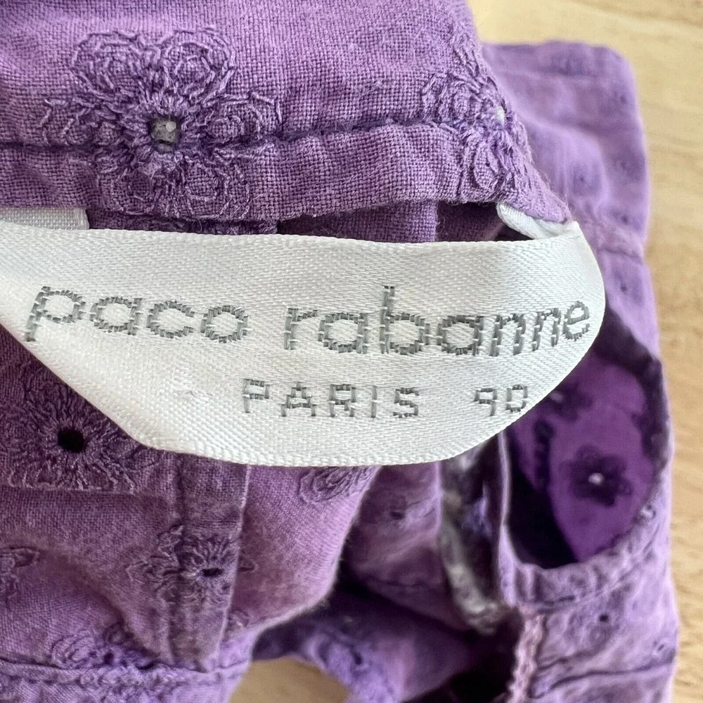 Paco Rabanne‎ Girls Kids Size 90 US 3T Eyelet Tank Top Purple Floral Button Back